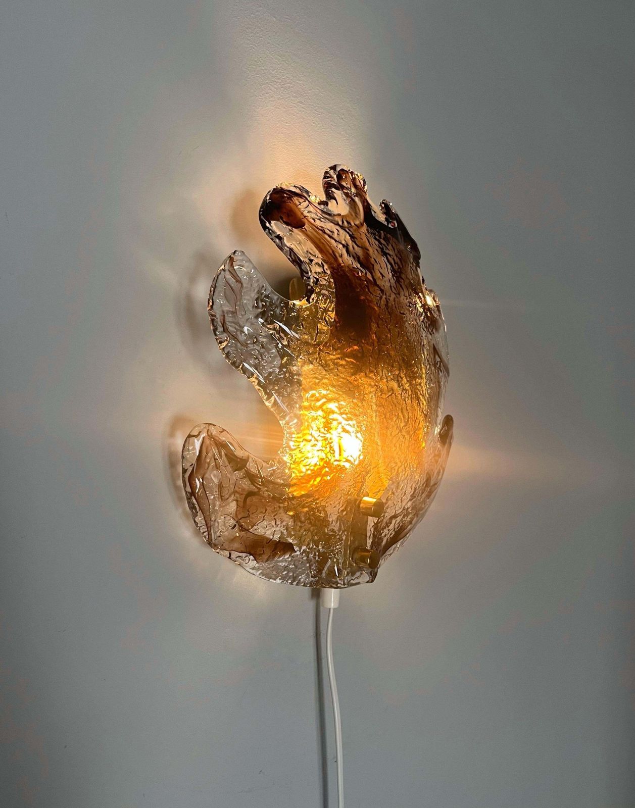 Swedish Mid Century Single Smoke Glass Wall Sconce By Fåglavik, 1970s photo Lighting