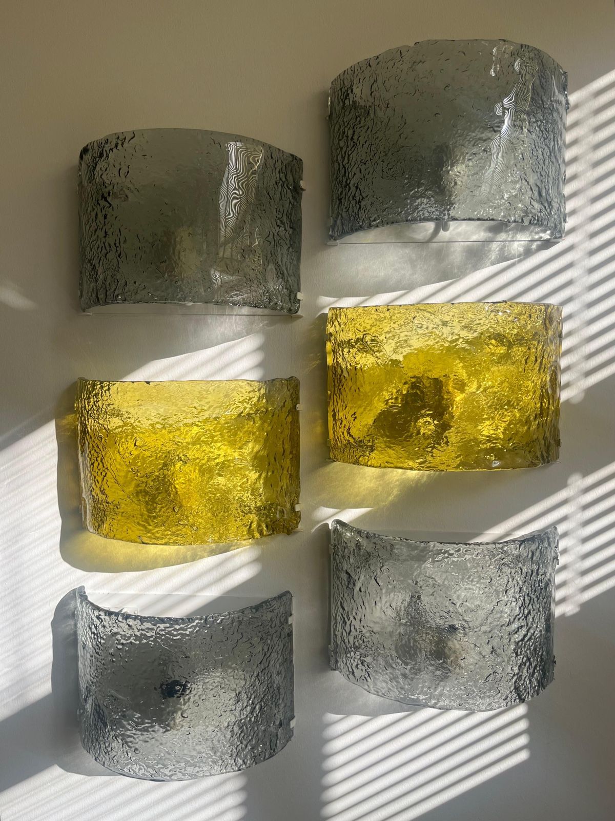 Pair Of Italian Yellow Murano Wall Sconces By Carlo Nason For Mazzega, 1970s photo buy