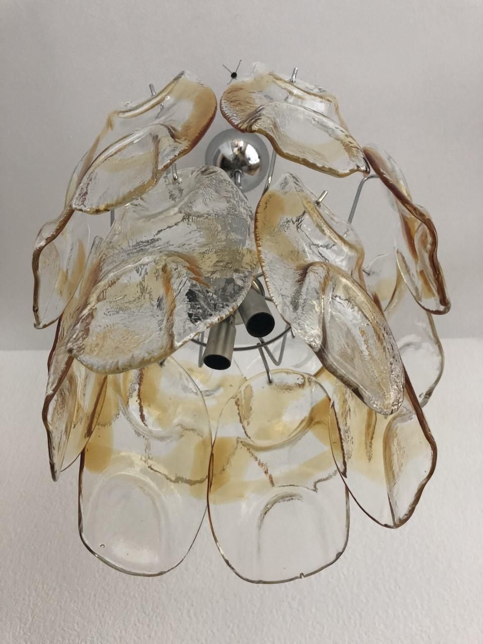 Italian Clear Amber Murano Glass Midcentury Chandelier By Avmazzega, 1960s photo buy