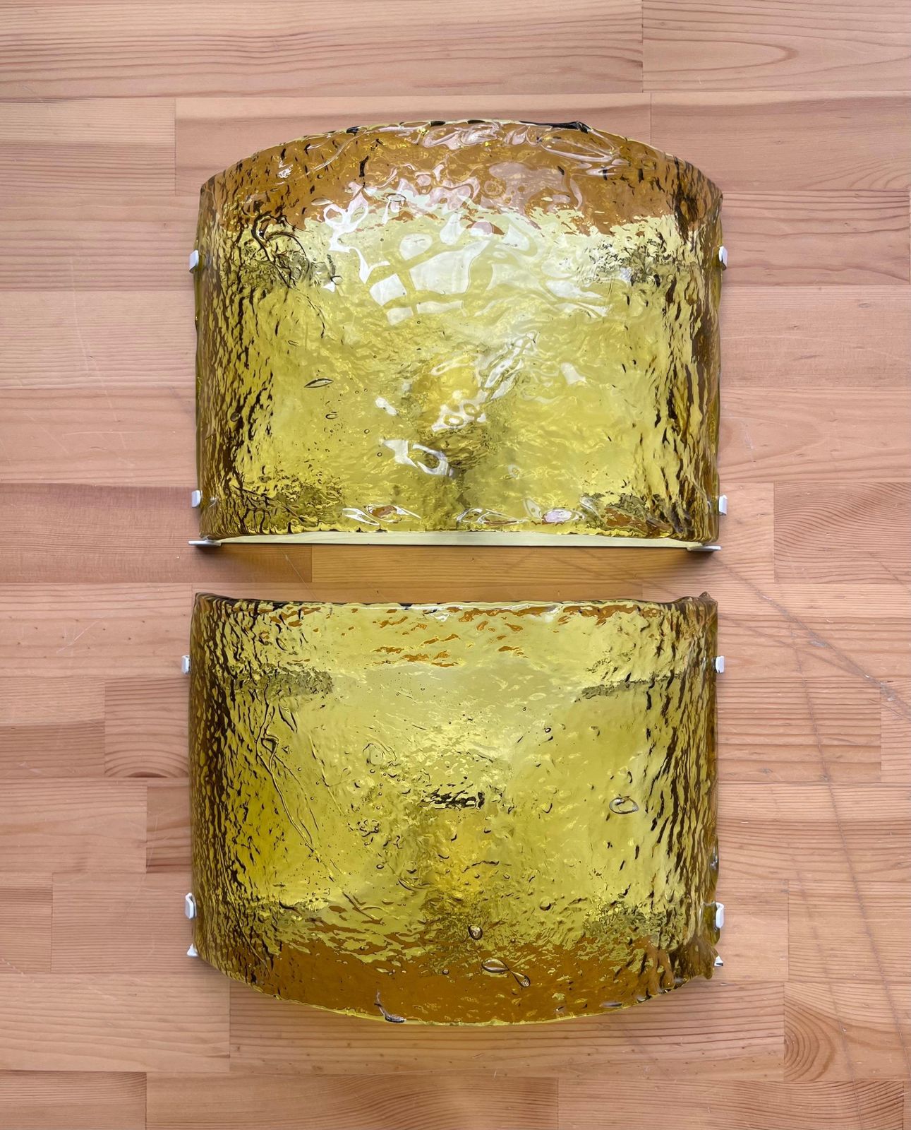 photo buy Pair Of Italian Yellow Murano Wall Sconces By Carlo Nason For Mazzega, 1970s