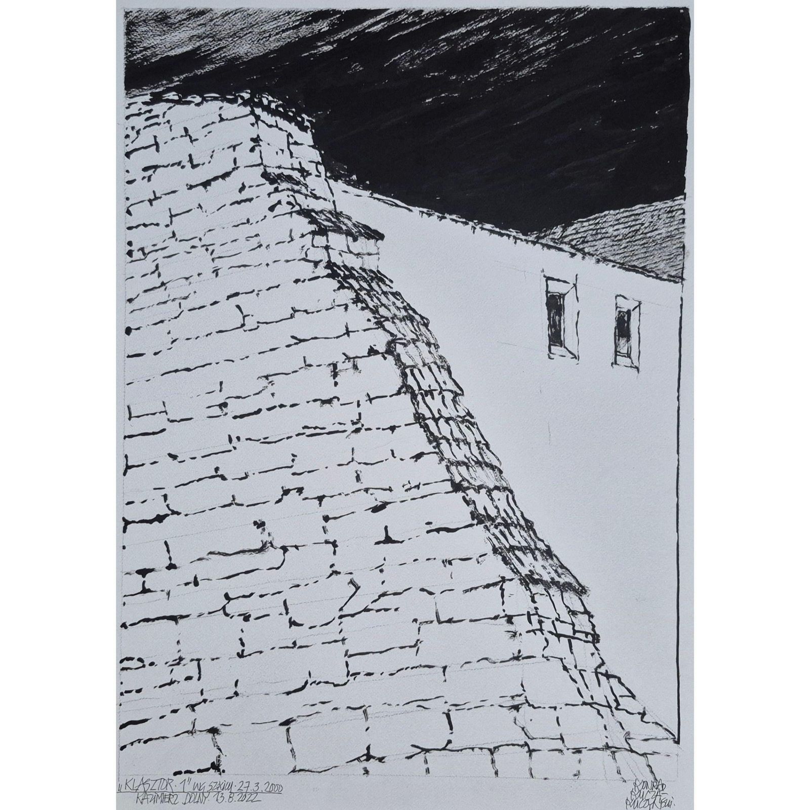 Konrad Kucza Kuczynskithe Monastery, Kazimierz Dolny, Ink On Paper, Polish Artist, Black And White2022 photo for sale
