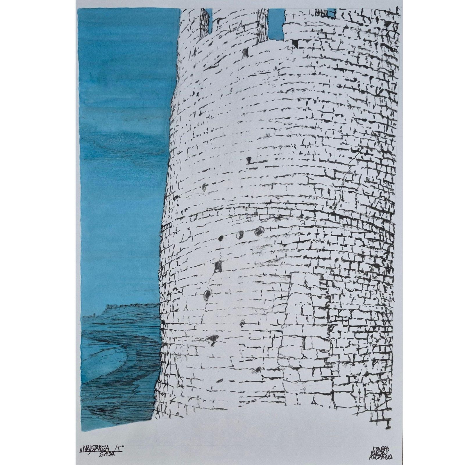 Konrad Kucza Kuczynskithe Oldest One, Kazimierz Dolny, Ink On Paper, Polish Artist, Black And White2024 photo for sale