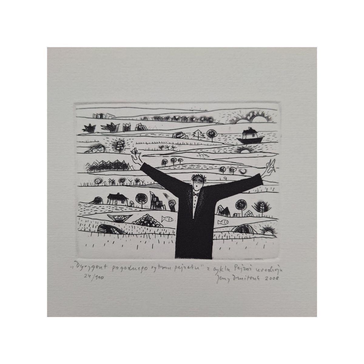 Jerzy Dmitrukconductor Of The Serene Rhythm Of Landscape   21st Century, Contemporary Etching2008 photo furniture