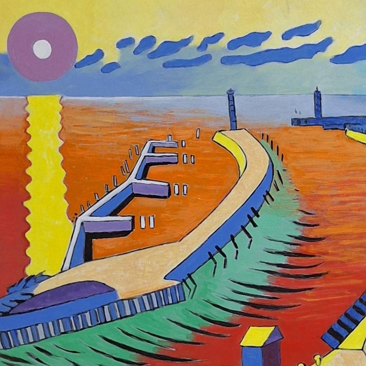 Czeslaw Tumielewiczharbor In Kołobrzeg   Landscape Acrylic Painting, Colorful, Polish Art2018 photo vinterior
