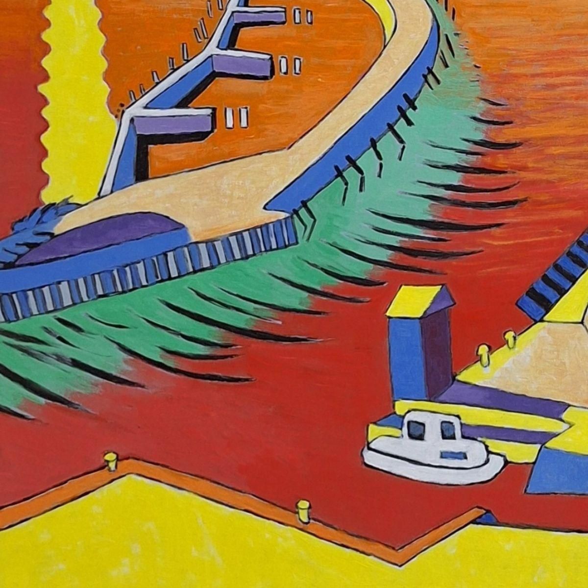 Czeslaw Tumielewiczharbor In Kołobrzeg   Landscape Acrylic Painting, Colorful, Polish Art2018 photo buy