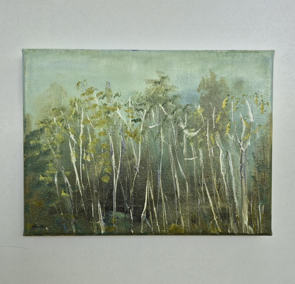 Monika Rossagreen Landscape   Contemporary Oil Painting, Landscape, Colorful, Polish Artist2025 photo furniture