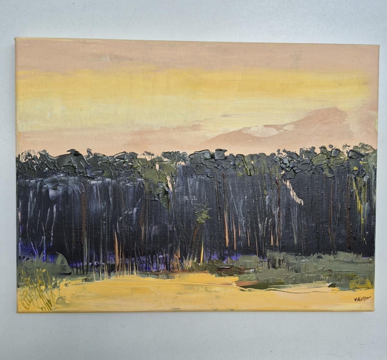 Monika Rossaevening Forest   Contemporary Oil Painting, Colorful, Landscape, Polish Artist2025 photo furniture