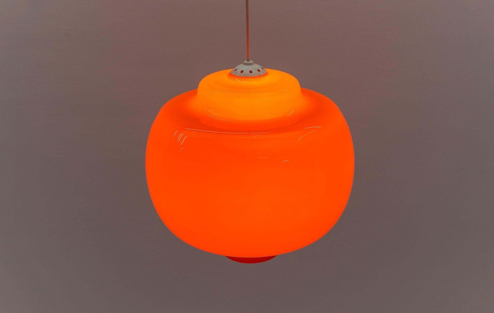 Lovely Huge Orange Glass Ceiling Lamp By Peill & Putzler, 1960s photo vinterior