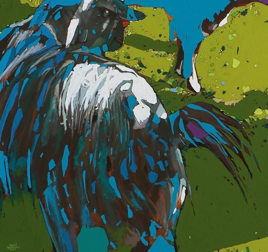 Rafał Gadowskigoats 08. Figurative Expressive Oil Painting, Colorful, Animals, Polish2023 photo for sale