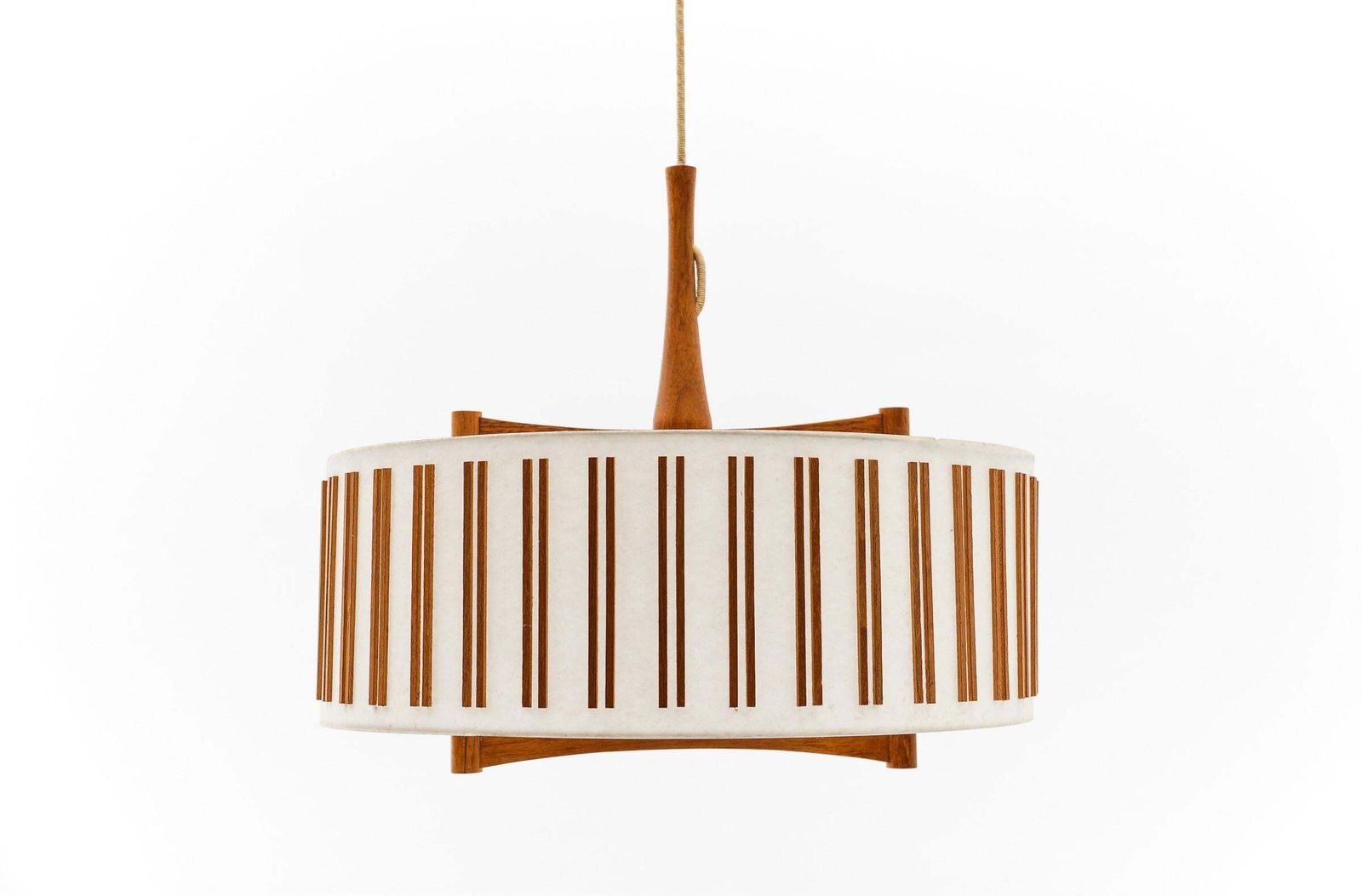 Lovely Adjustable Japanese Style Ceiling Lamp Made In Teak By Temde Swiss, 1960s photo vinterior