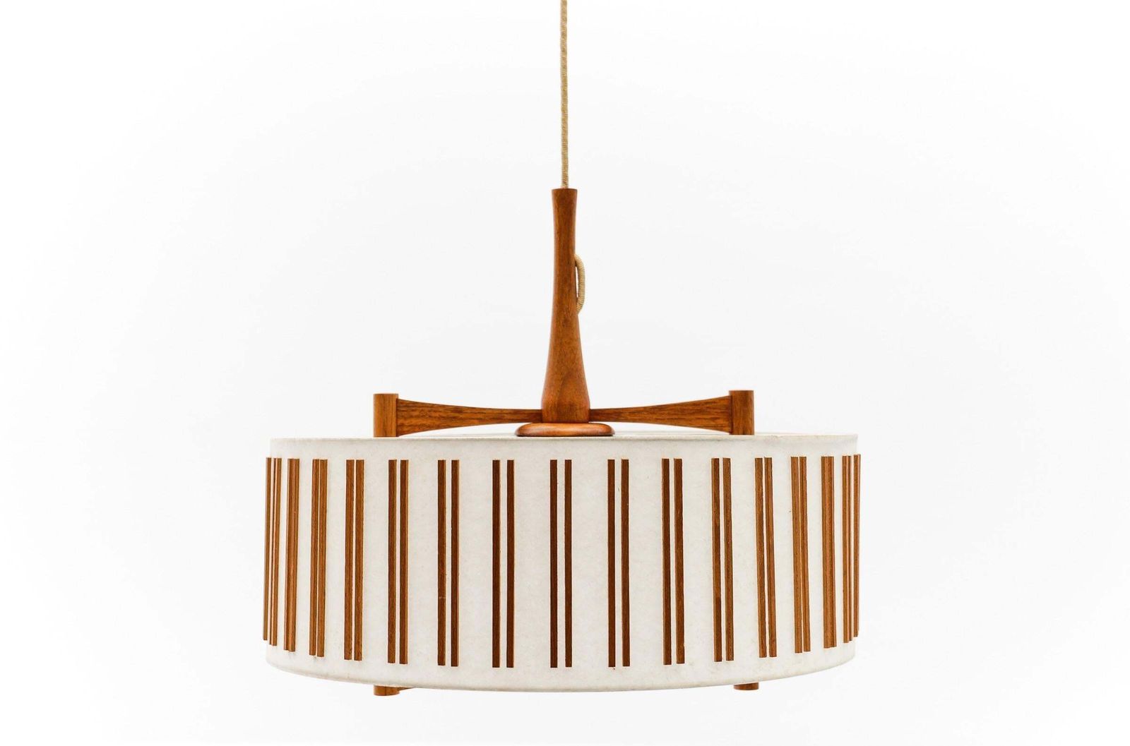 Lovely Adjustable Japanese Style Ceiling Lamp Made In Teak By Temde Swiss, 1960s photo vintage
