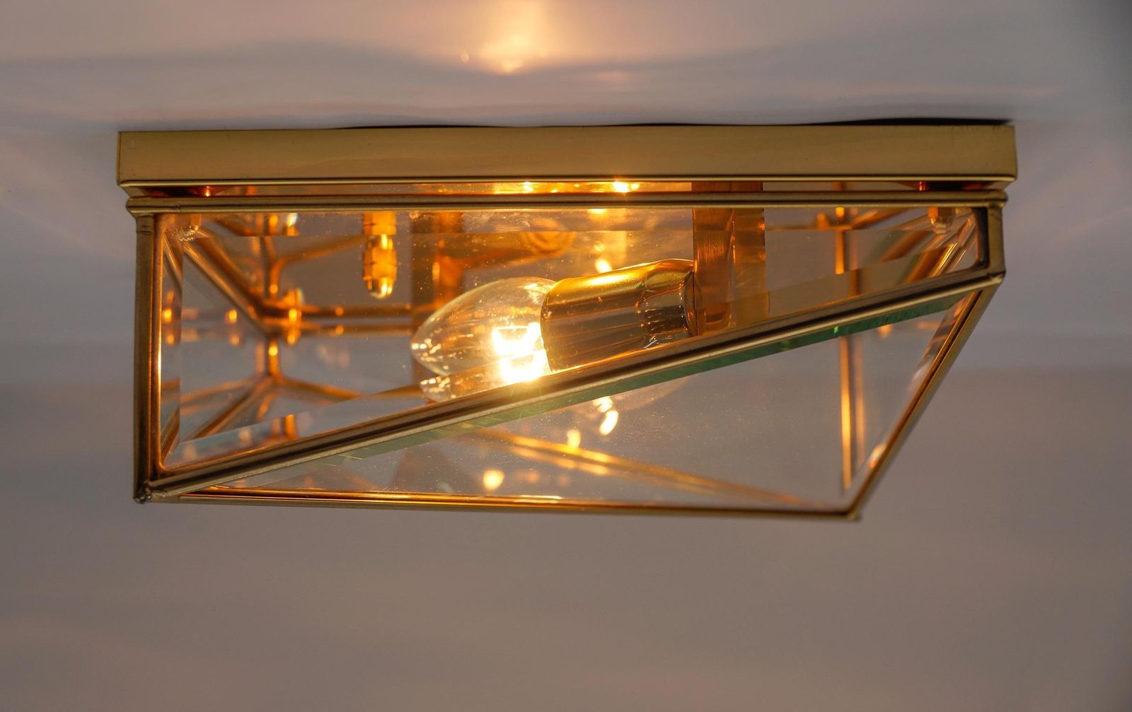 1. Of 3 Very Elegant Cut Glass Asymetric Flush Mount, Italy 1960s photo 650.0