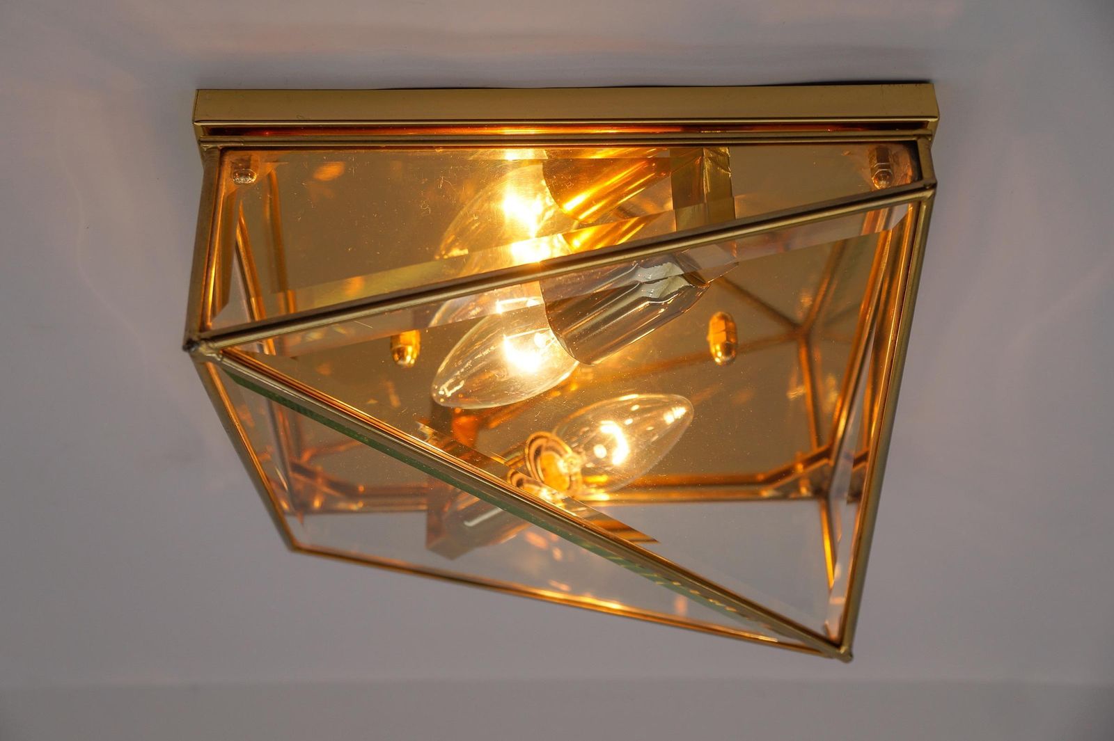 1. Of 3 Very Elegant Cut Glass Asymetric Flush Mount, Italy 1960s photo buy