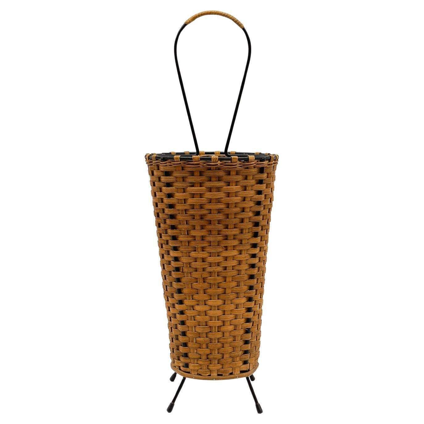 Scandinavian Rattan And String Umbrella Stand, 1960s Sweden