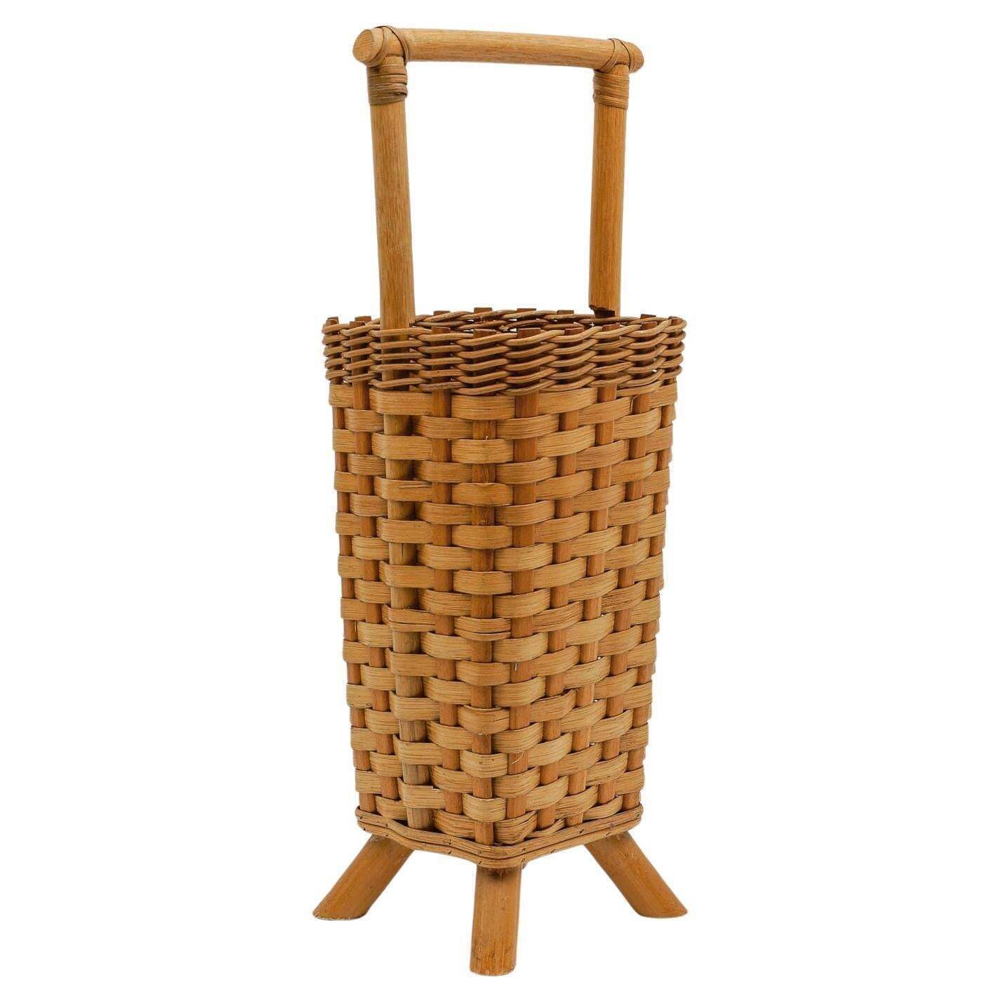 Italian Bamboo And Rattan Umbrella Stand, 1960s