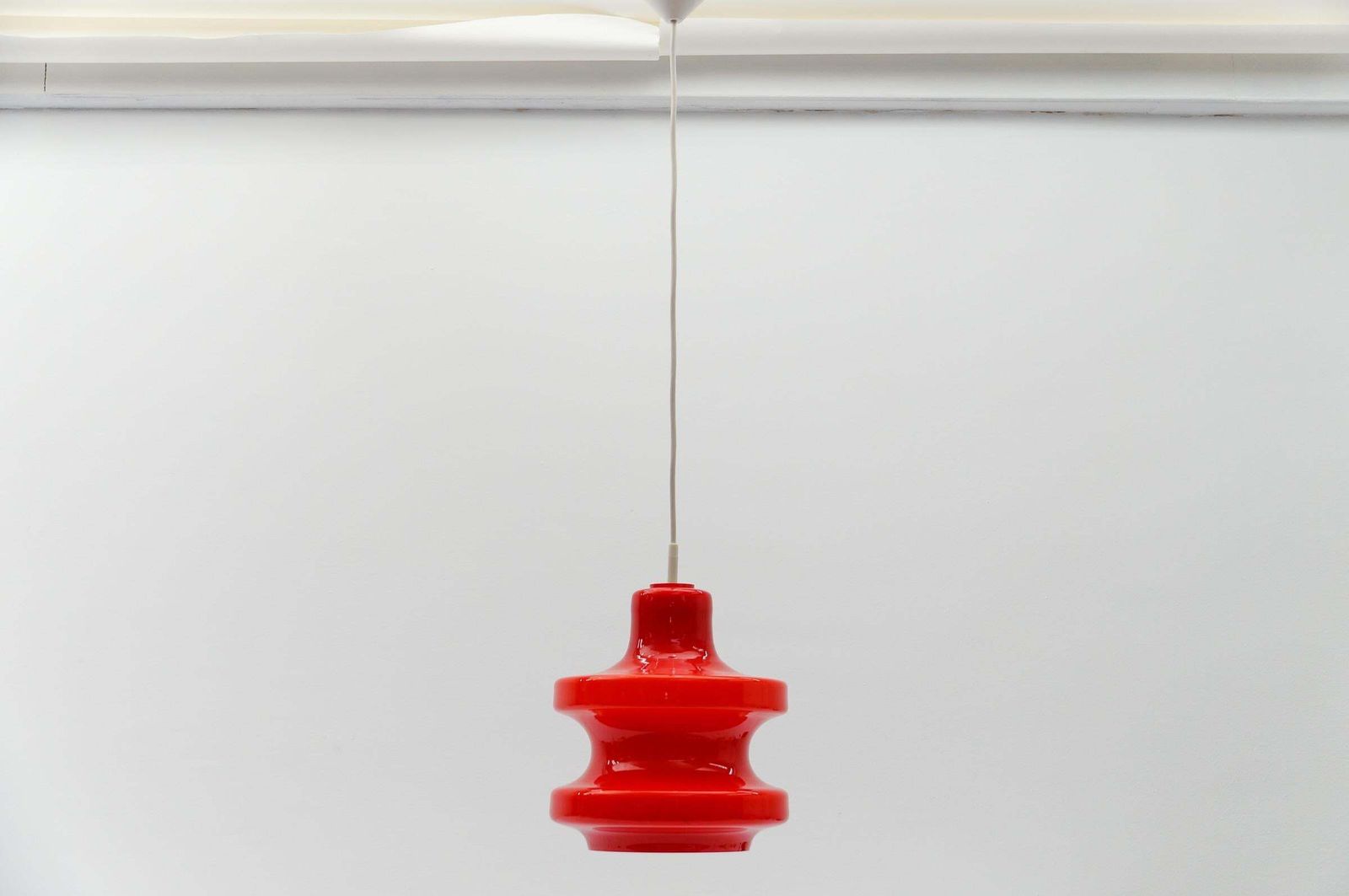Lovely Lipstick Red Glass Ceiling Lamp By Peill & Putzler, 1960s photo furniture