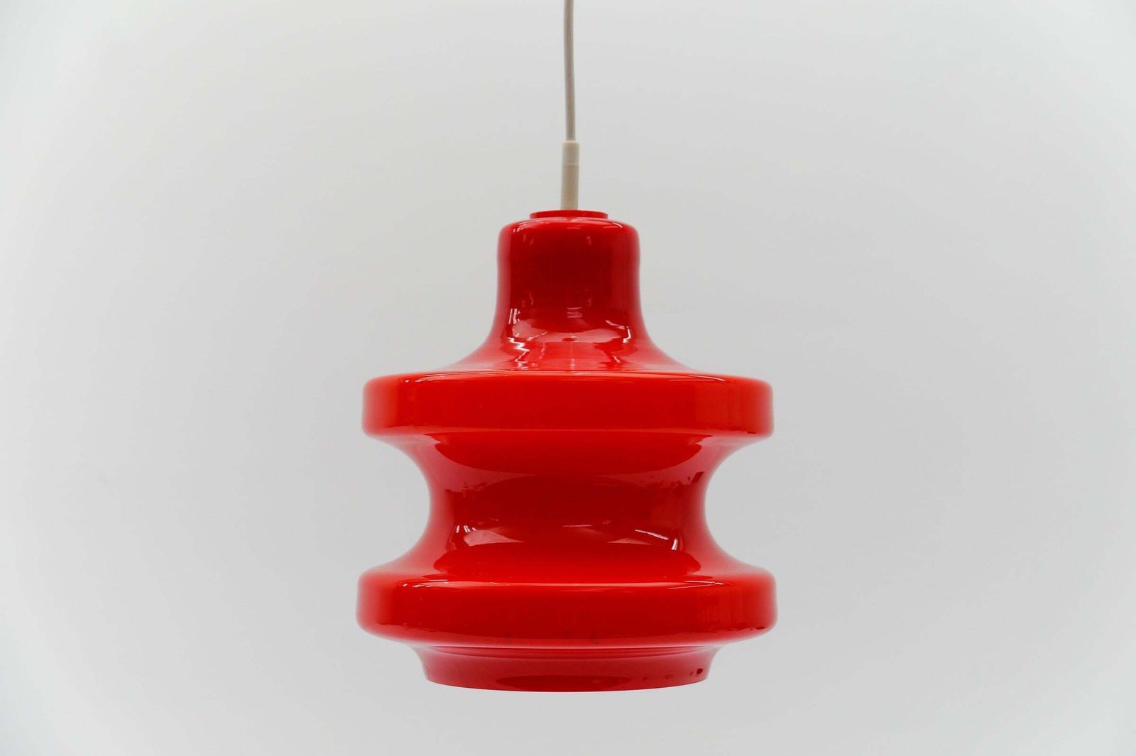 Lovely Lipstick Red Glass Ceiling Lamp By Peill & Putzler, 1960s photo Lighting