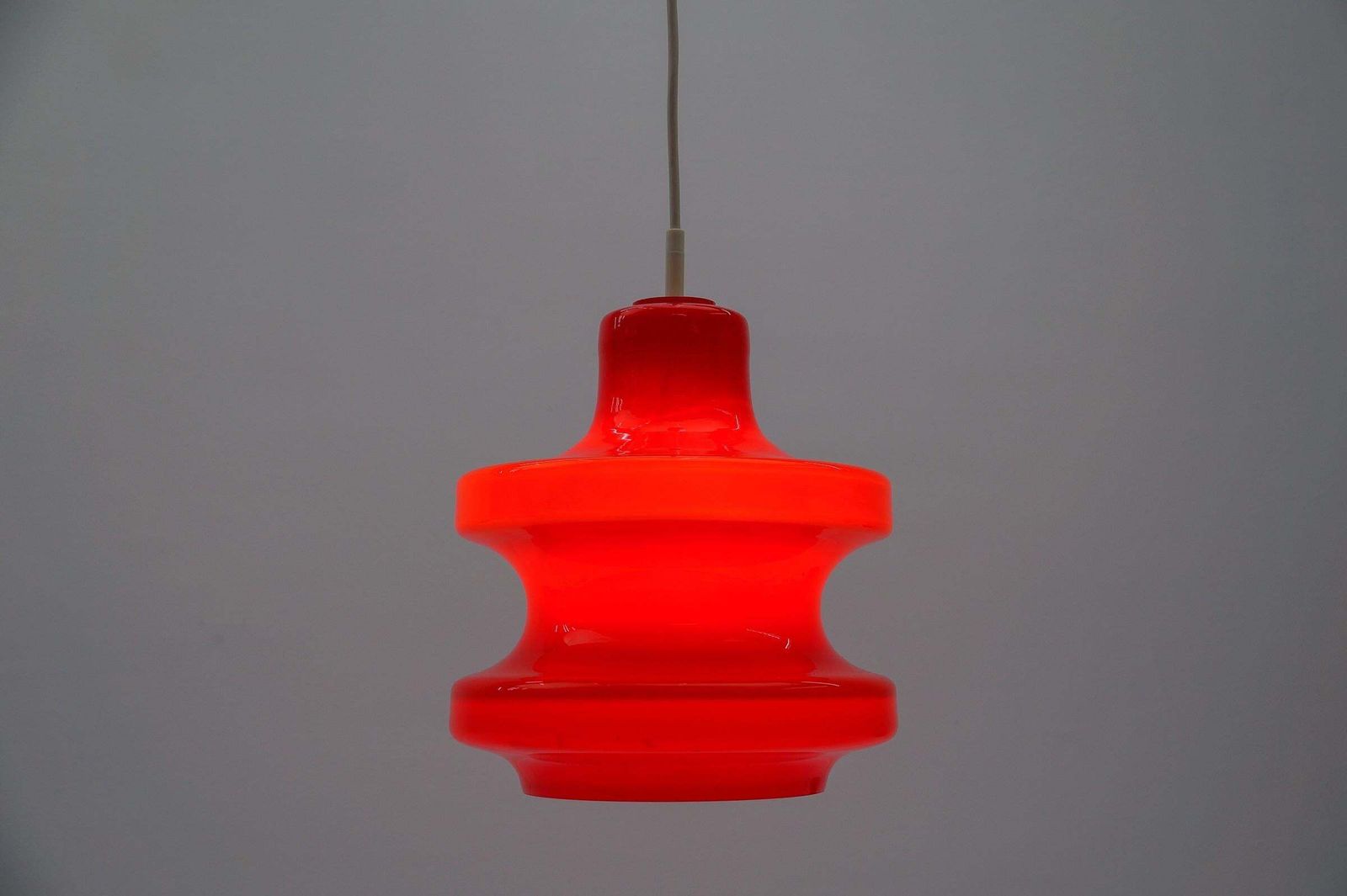 Lovely Lipstick Red Glass Ceiling Lamp By Peill & Putzler, 1960s photo vinterior