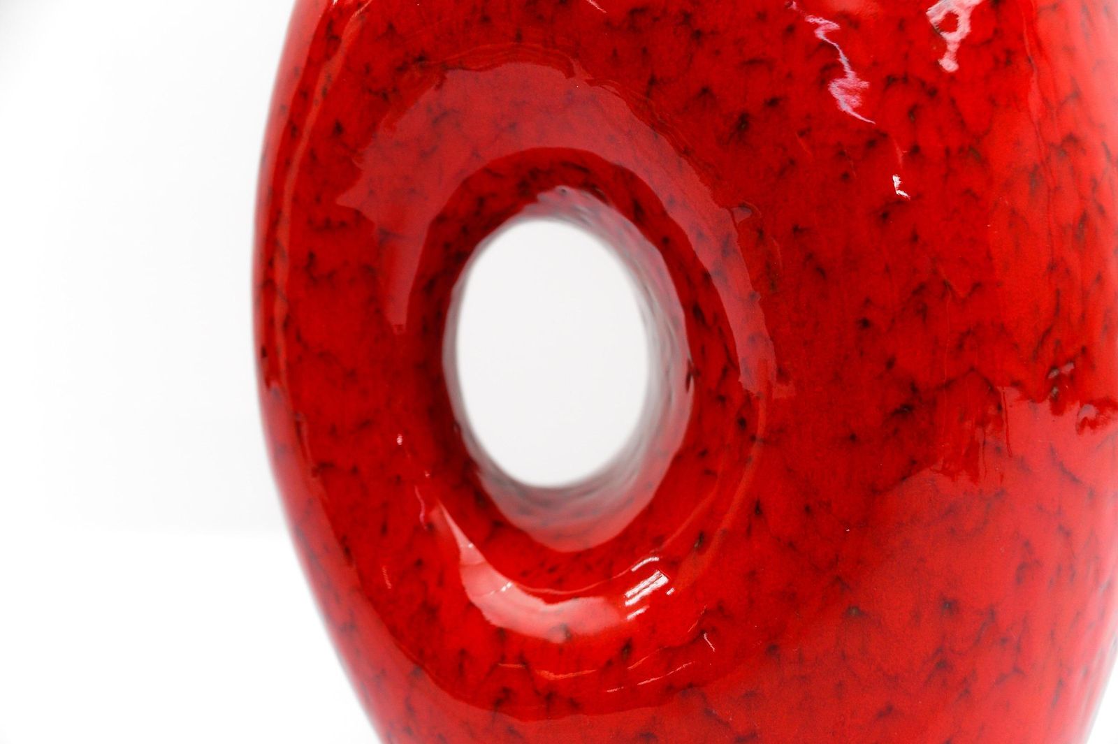 photo for sale Rare Awesome Red And White Fat Lava Vase, Germany 1950s