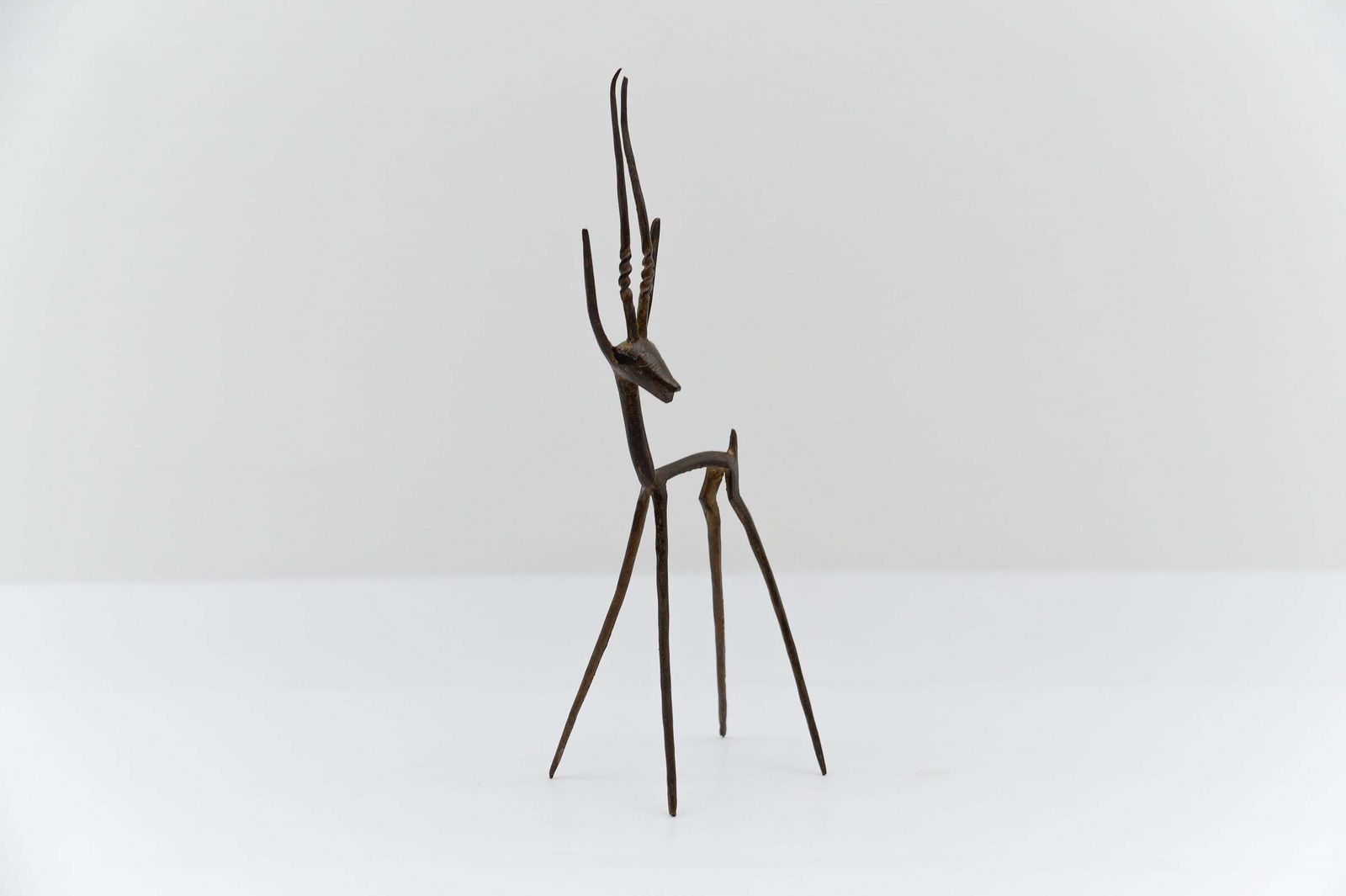Awesome Handmade Gazelle Brass Bronze Sculpture, 1960s photo for sale
