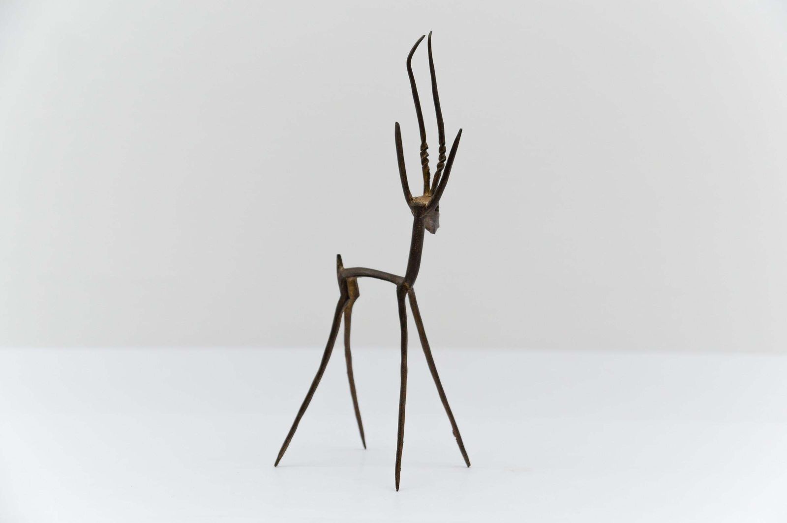 Awesome Handmade Gazelle Brass Bronze Sculpture, 1960s photo Art