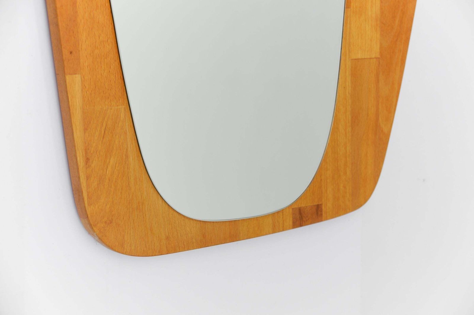 photo furniture Lovely Wooden Asymetric Wall Mirror, Sweden 1960s