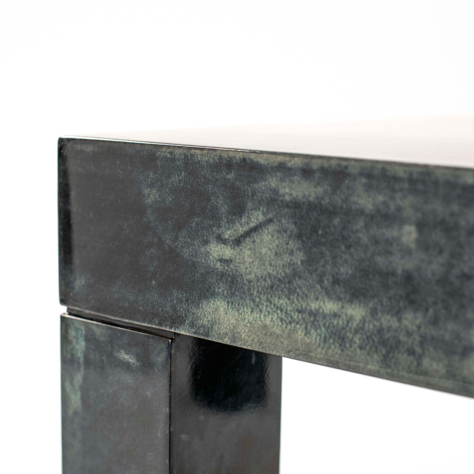 photo buy Italian Mid Century Green Goatskin Square Sofatable By Aldo Tura 1970s, Signed