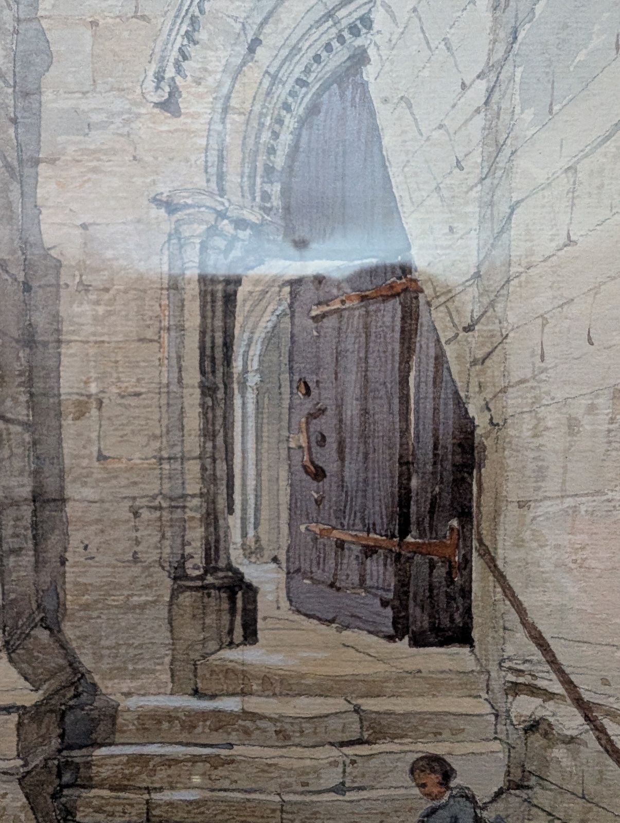 Antique Framed Watercolour North Door Of Minster York Arthur Tooth 1887 photo vinterior