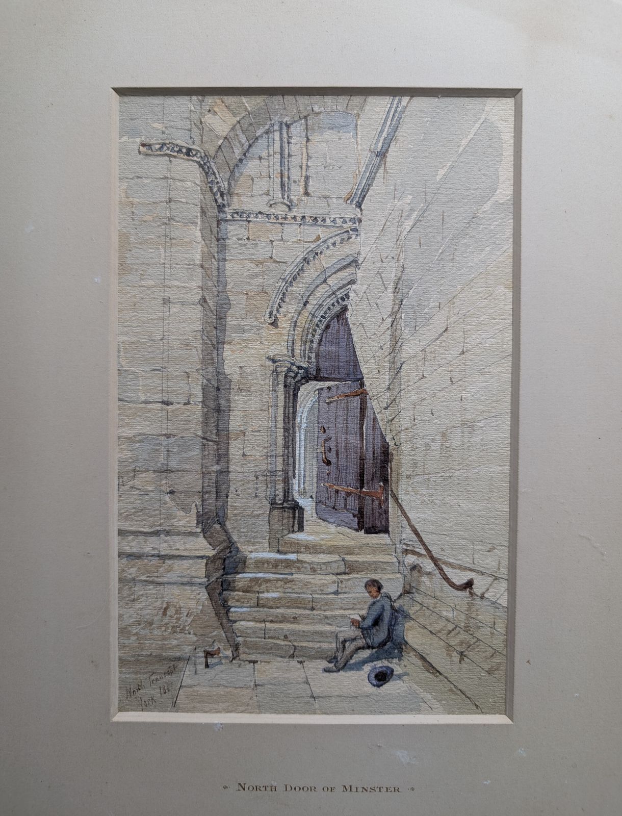 photo furniture Antique Framed Watercolour North Door Of Minster York Arthur Tooth 1887