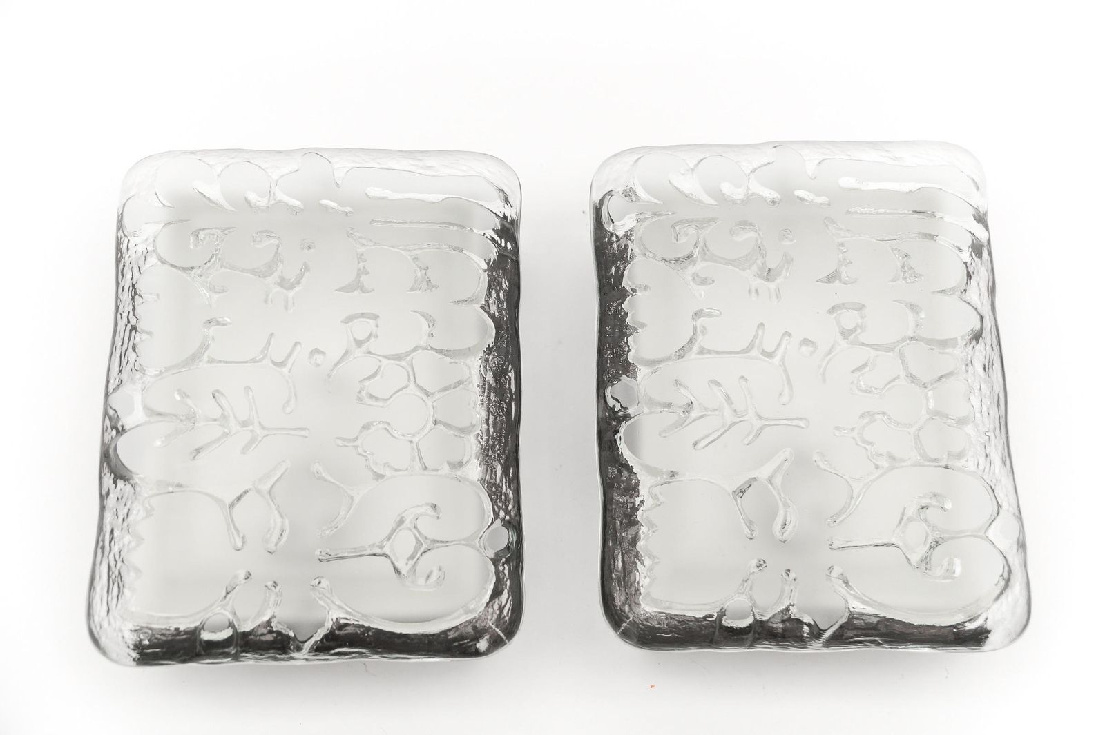 Pair Of Space Age Wall Lights In Satin Glass By Peill & Putzler, 1970s photo vinterior