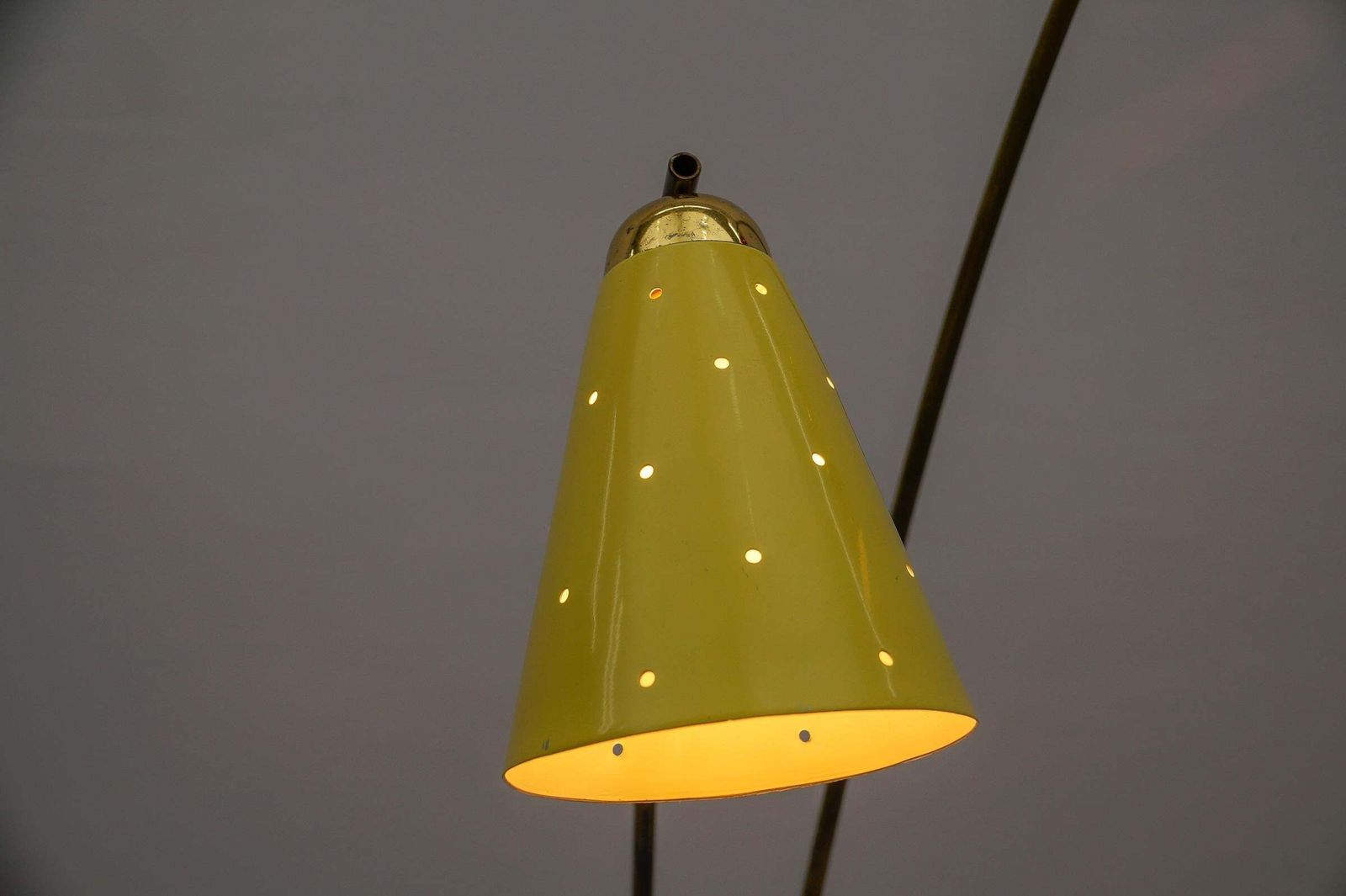 photo buy Awesome Double Mid Century Modern Brass & Perforated Metal Floor Lamp, 1950s