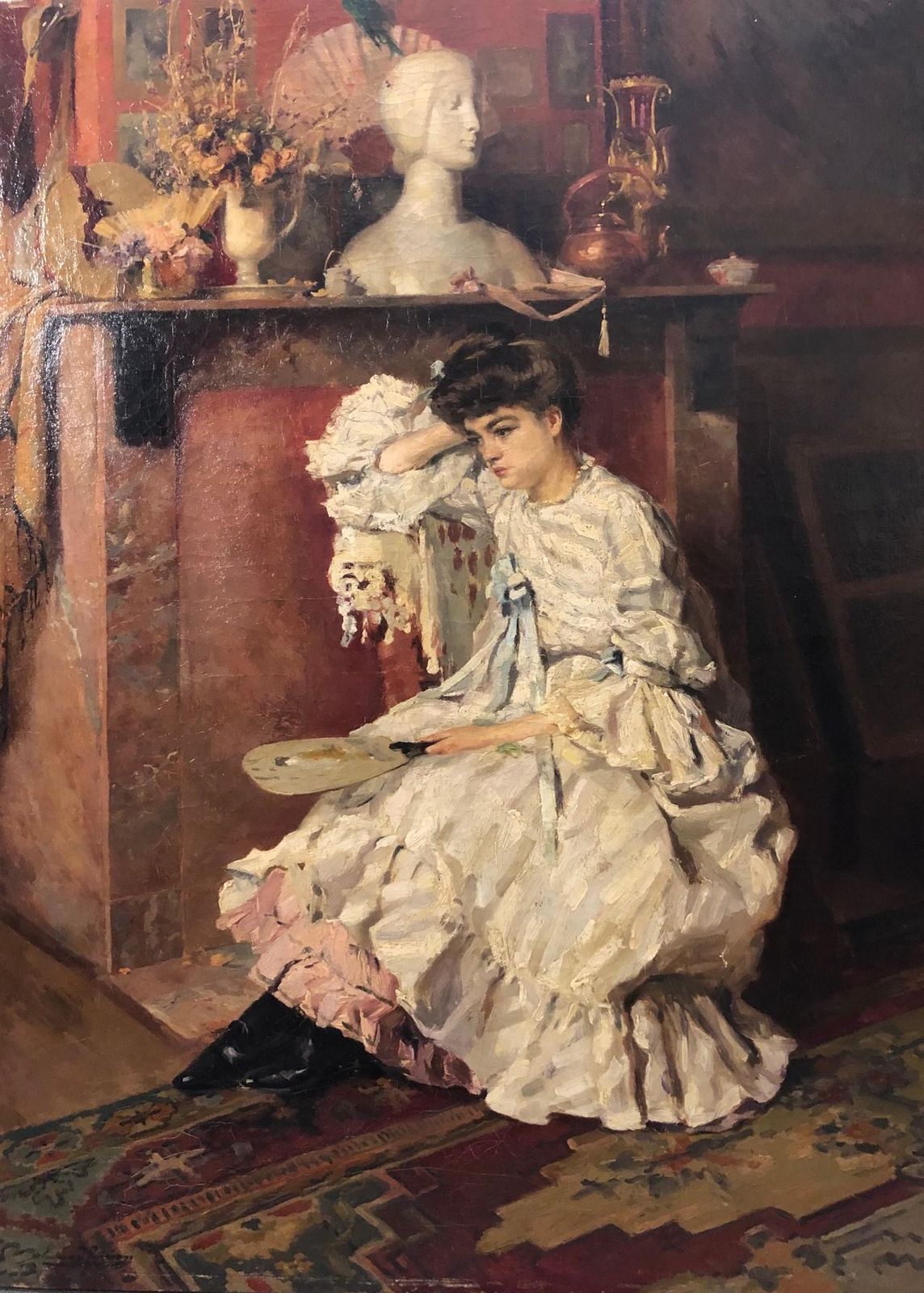 Ernest Jean Joseph Godfrinonelegant Woman In The Living Room , Impressionist, Woman, Interior, 19 Th 1898ca1898 photo furniture