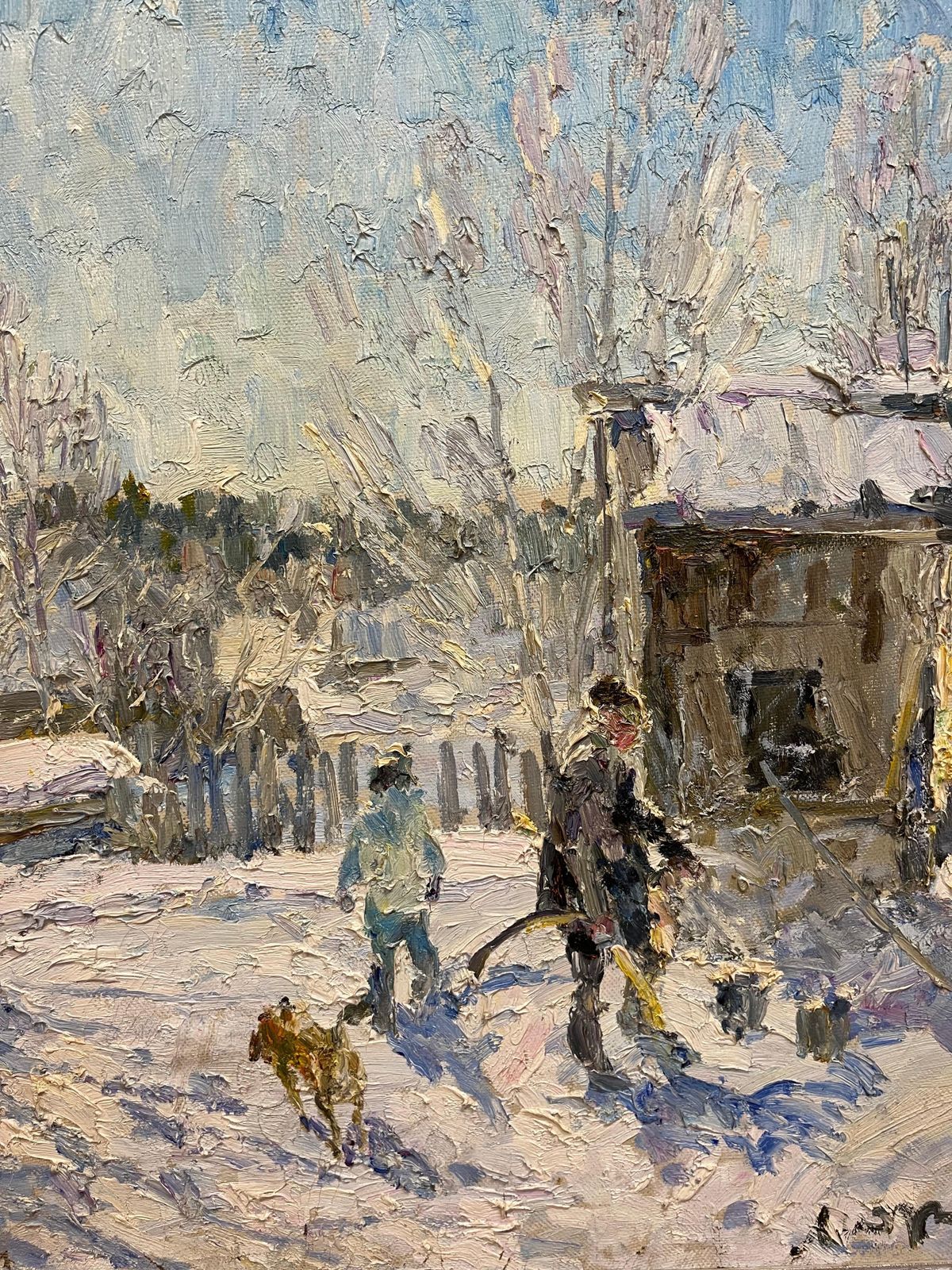 Georgij Moroz"First Sun" Cm. 98 X 90 Oil, Snow, Winter2001 photo for sale