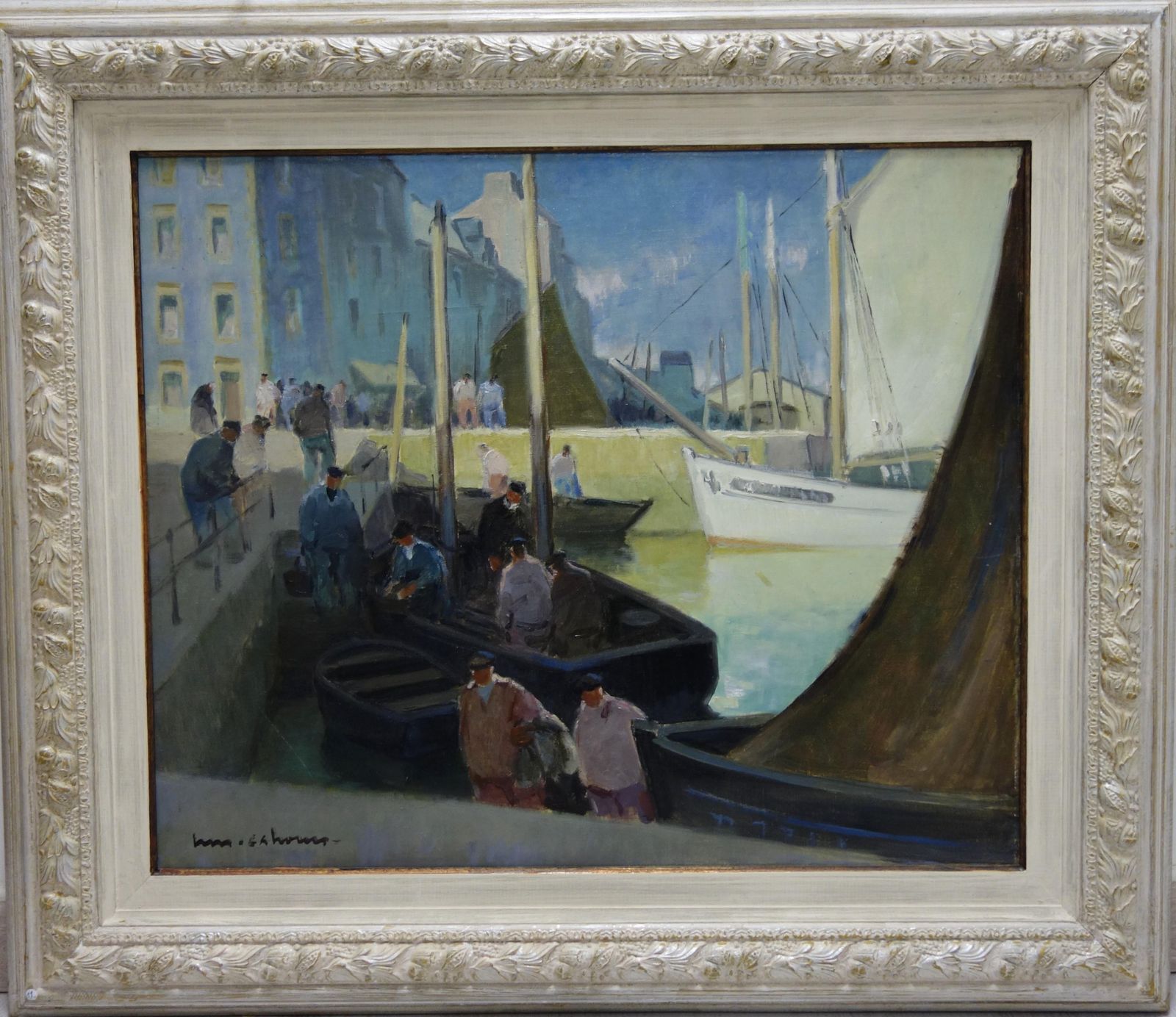 Henry Maurice Cahoursboat, Port, France "L'arrivée Au Port" Douarnenez" Oil Cm.73 X 60  19221922