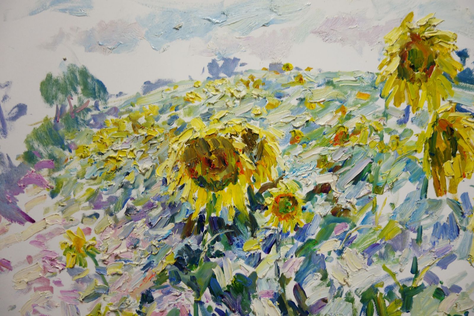Georgij Moroz"Field Of Sunflowers"  Yellow, Sunflowers, Summer, Oil Cm. 100 X 802000 photo furniture