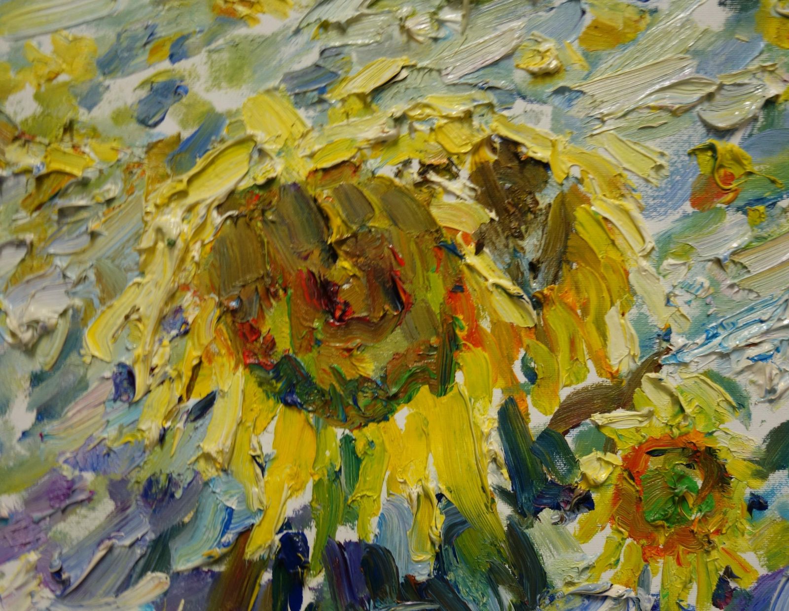 Georgij Moroz"Field Of Sunflowers"  Yellow, Sunflowers, Summer, Oil Cm. 100 X 802000 photo Art
