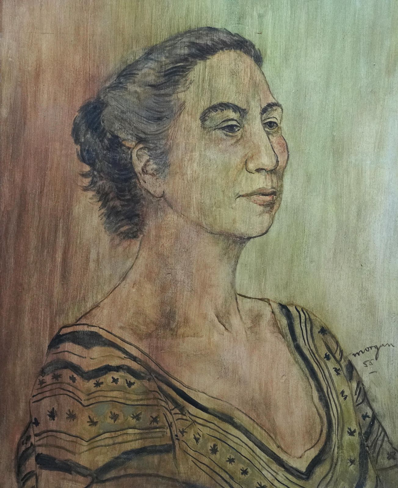 Glyn Morganportrait Of Tana Sayers (Metana Galleani)   Post Impressionist 50's Oil Painting1955 photo furniture