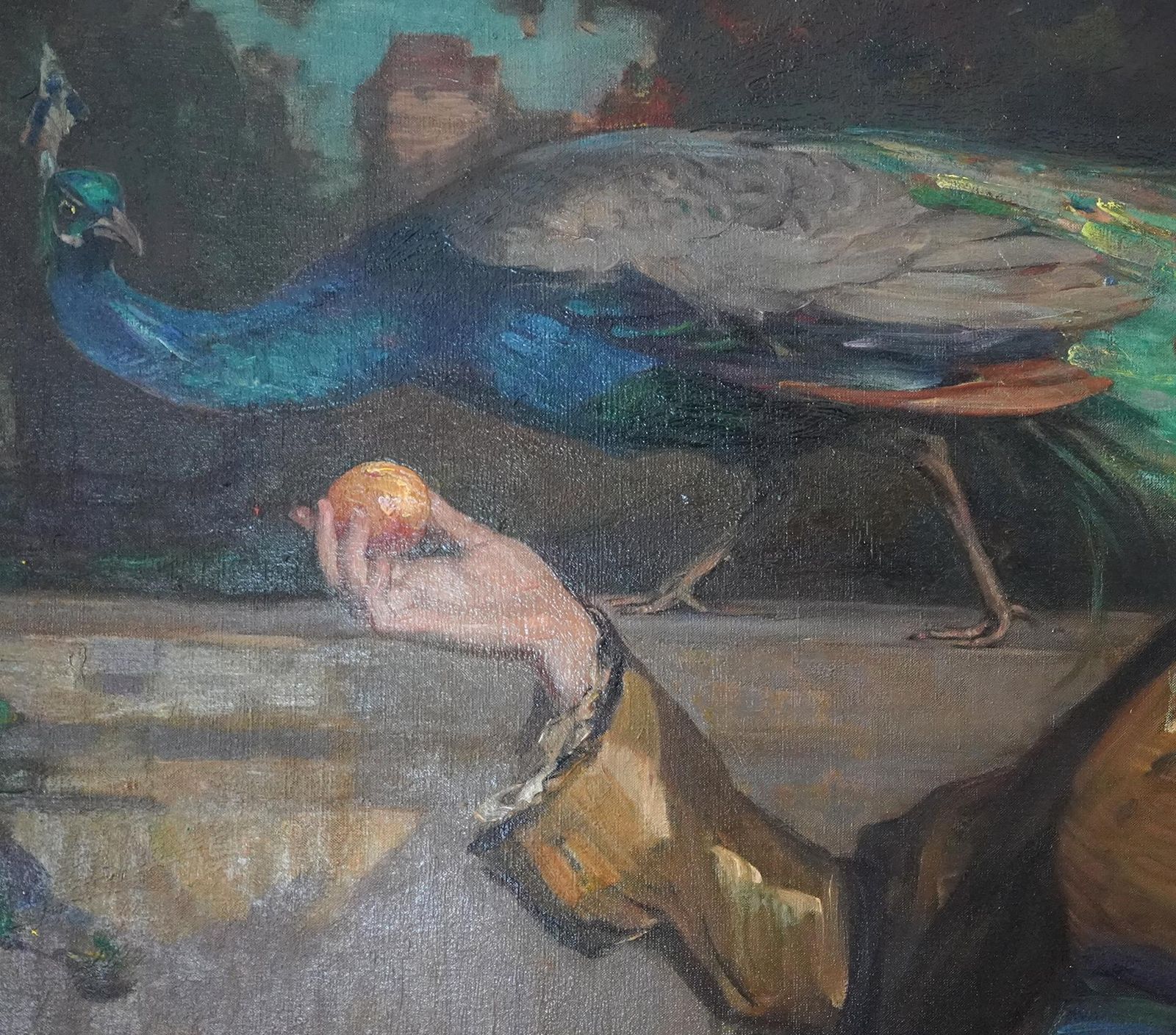 Robert Hopethe Golden Apple   British Rsa Exh Art Female Portrait Oil Painting Peacock Bird1919 photo Art