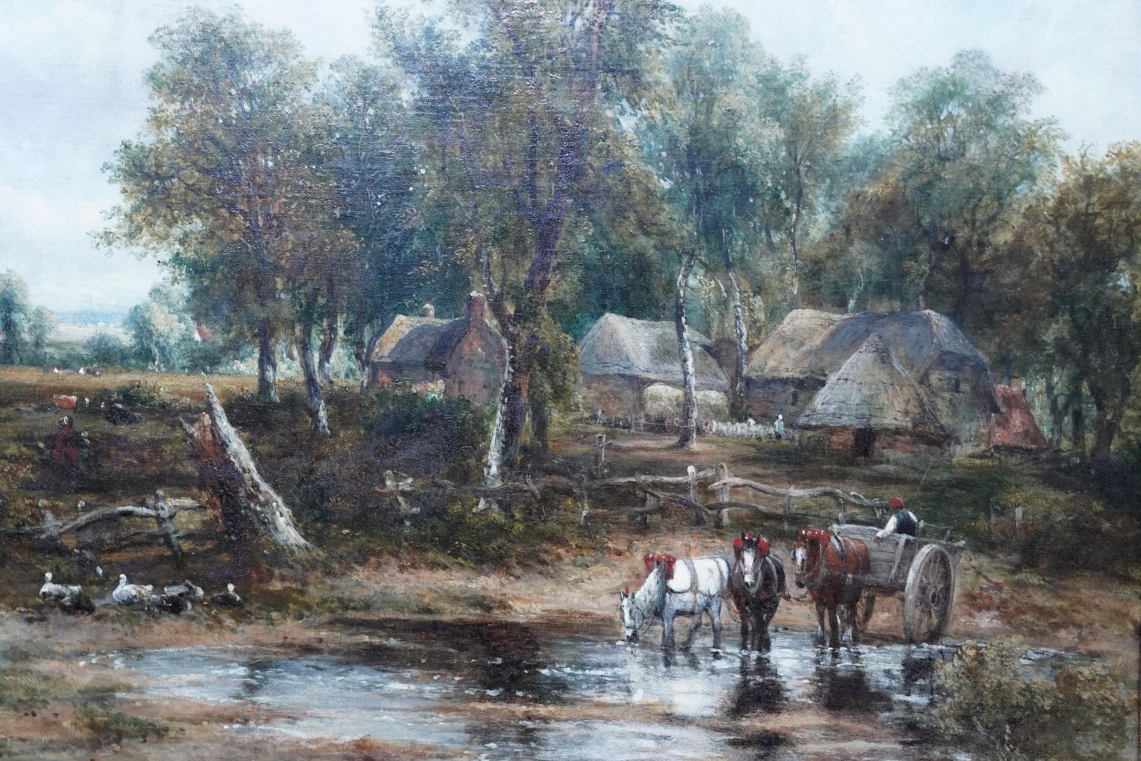 Frederick Waters Wattslandscape With Carthorses Watering   British Victorian Art Oil Paintingcirca 1850 photo 7644.0