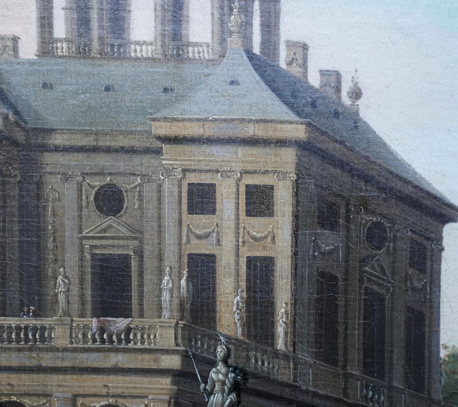 Italian Harbour With Figures On Quay   Italian 18thc Art Marine Oil Paintingcirca 1700 photo vinterior