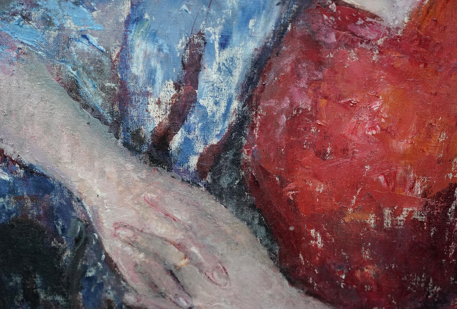 Pauline Glassportrait Of Sybyl In Red   British Post Impressionist 1950's Art Oil Paintingcirca 1950 photo 2242.0