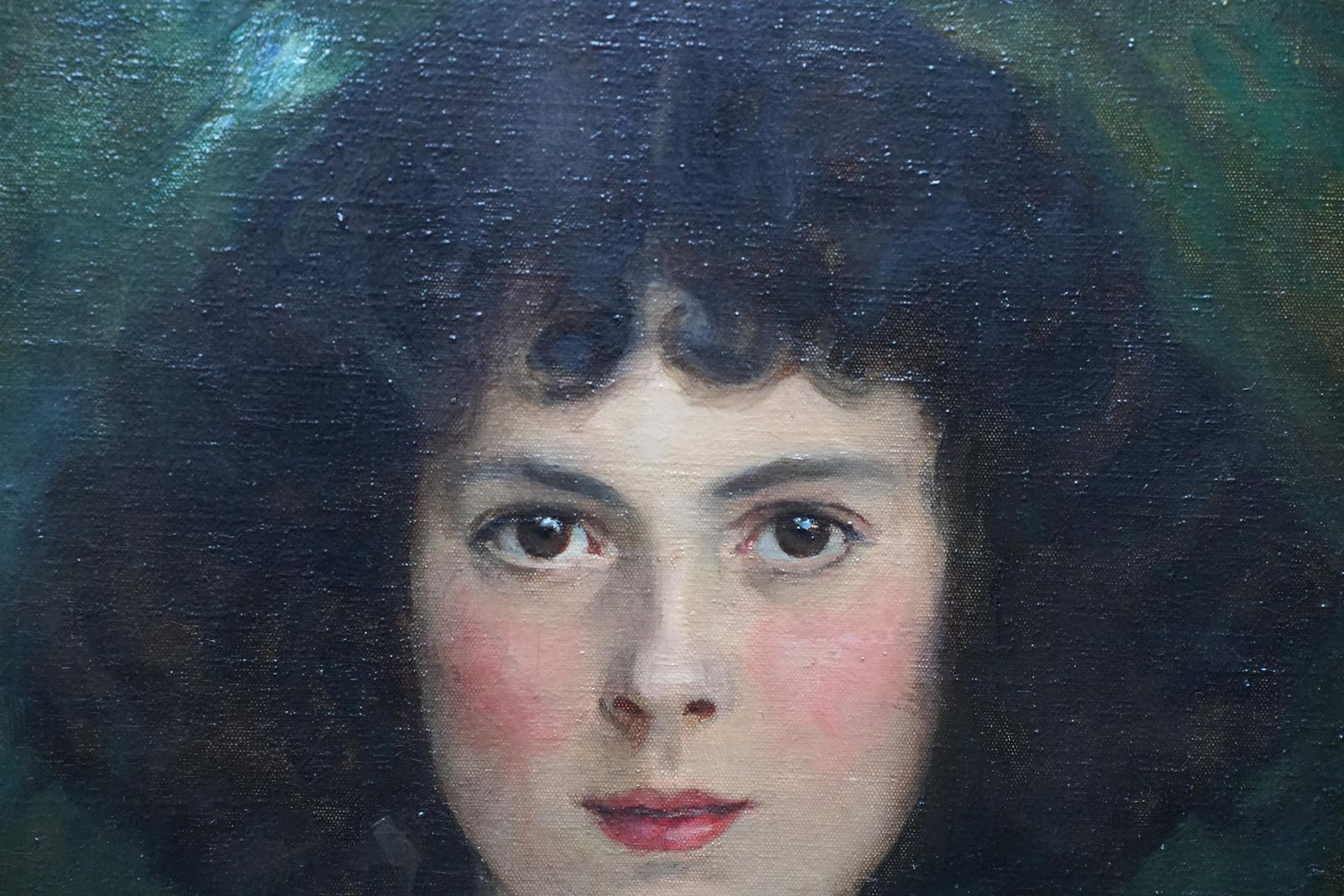 George Harcourtoval Portrait Of Girl With Blue Sash And Cuffs   Scottish Edwardian Oil Paintingcirca 1910 photo vinterior