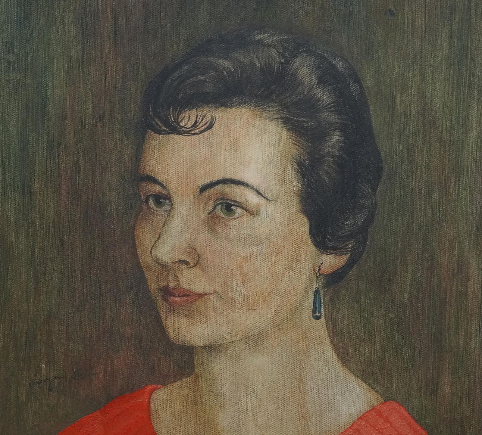 Glyn Morgan Portrait Of Miss Betty Macmillan   Welsh Post Impressionist Art 50s Oil Painting1956 photo for sale