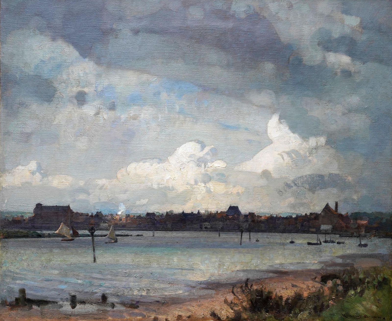 Art John Alfred Arnesby Brownthe Channel Wells Next The Sea Norfolk Landscape   British 1931 Exh Oil Paintingcirca 1910 photo
