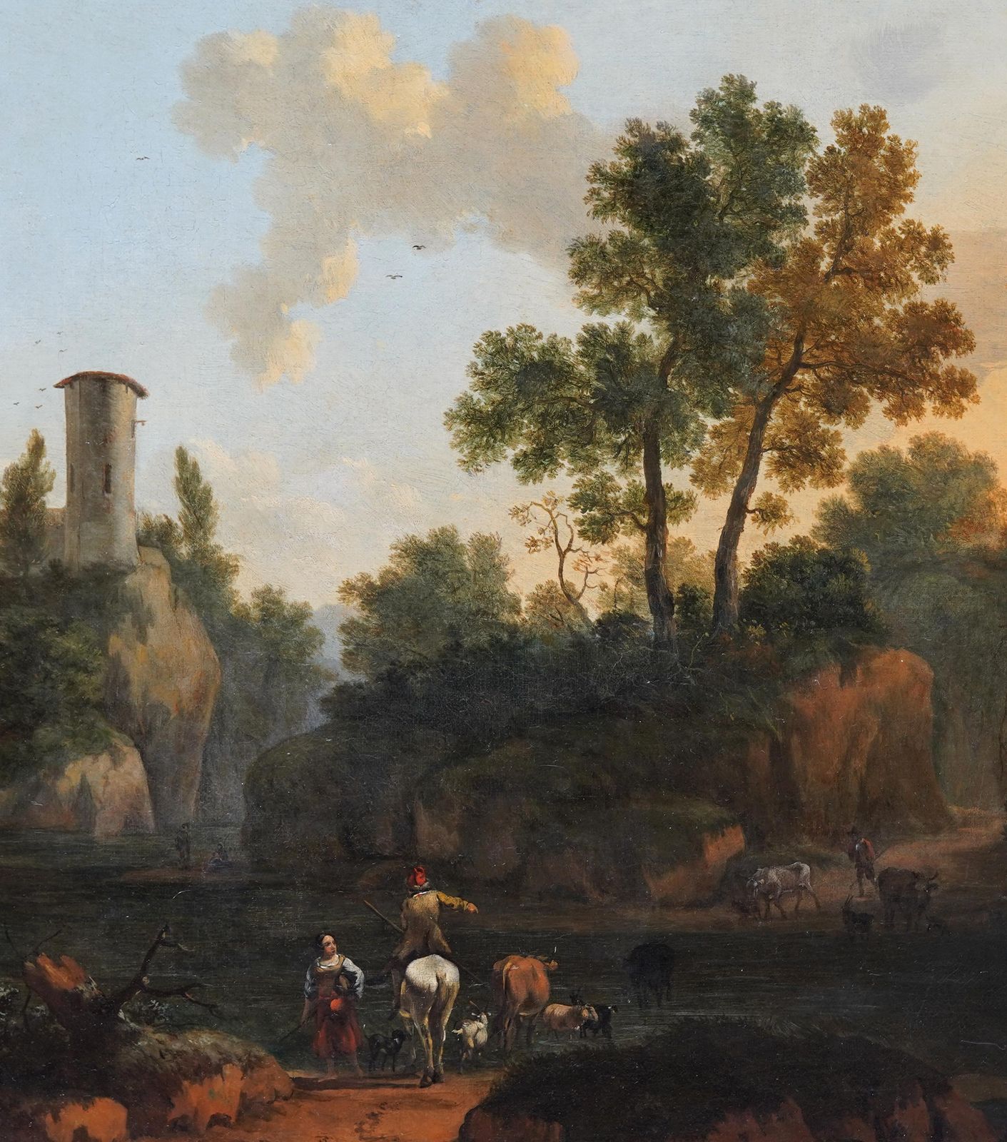 Abraham Jansz Begeynwooded Figurative River Landscape   Dutch 17thc Golden Age Art Oil Paintingcirca 1640 photo for sale