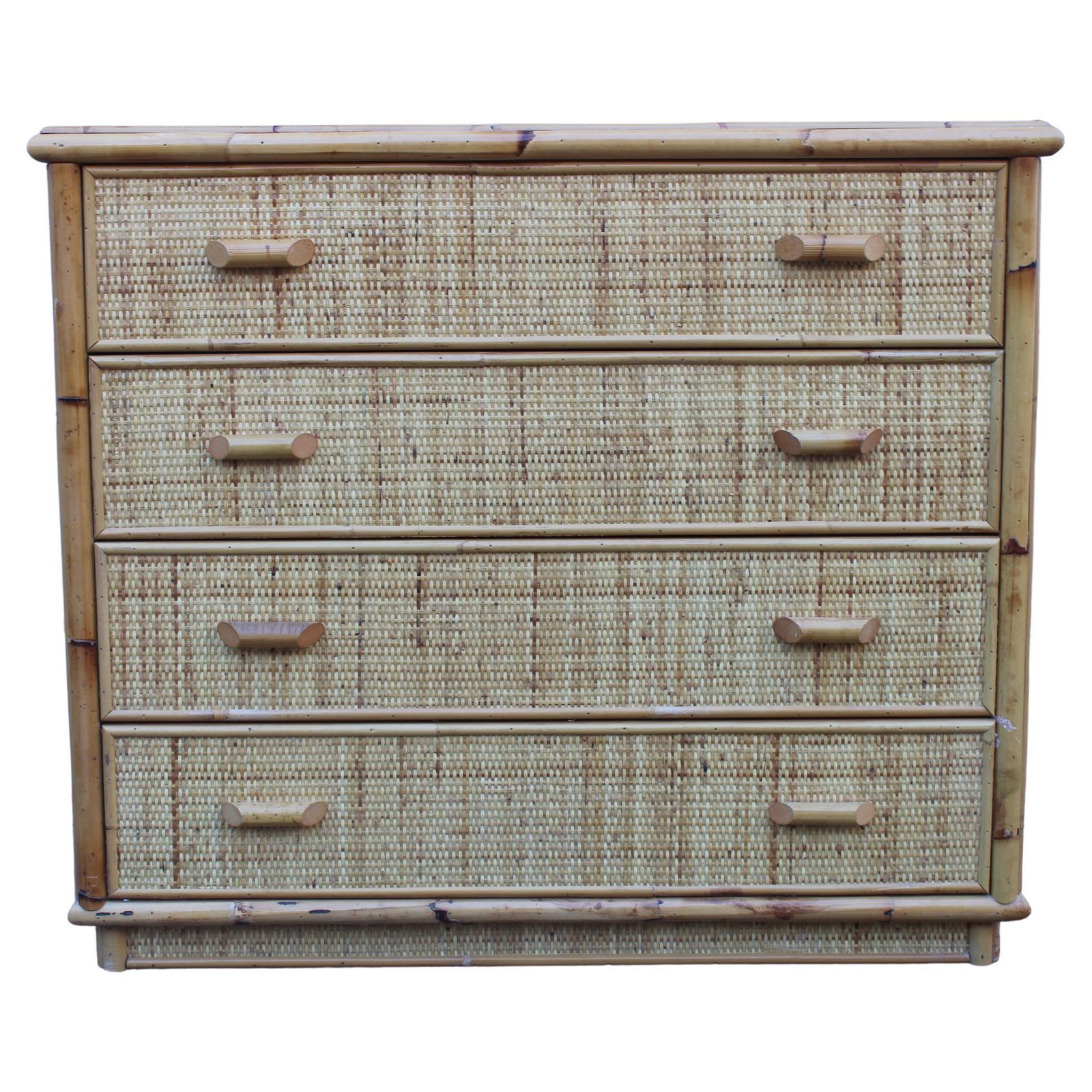 Italian Bamboo Chest Of Drawers With Drawers 1970