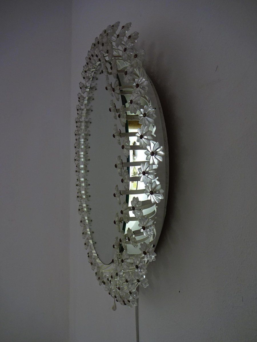 Austrian Illuminated Flower Mirror, 1960s photo vinterior