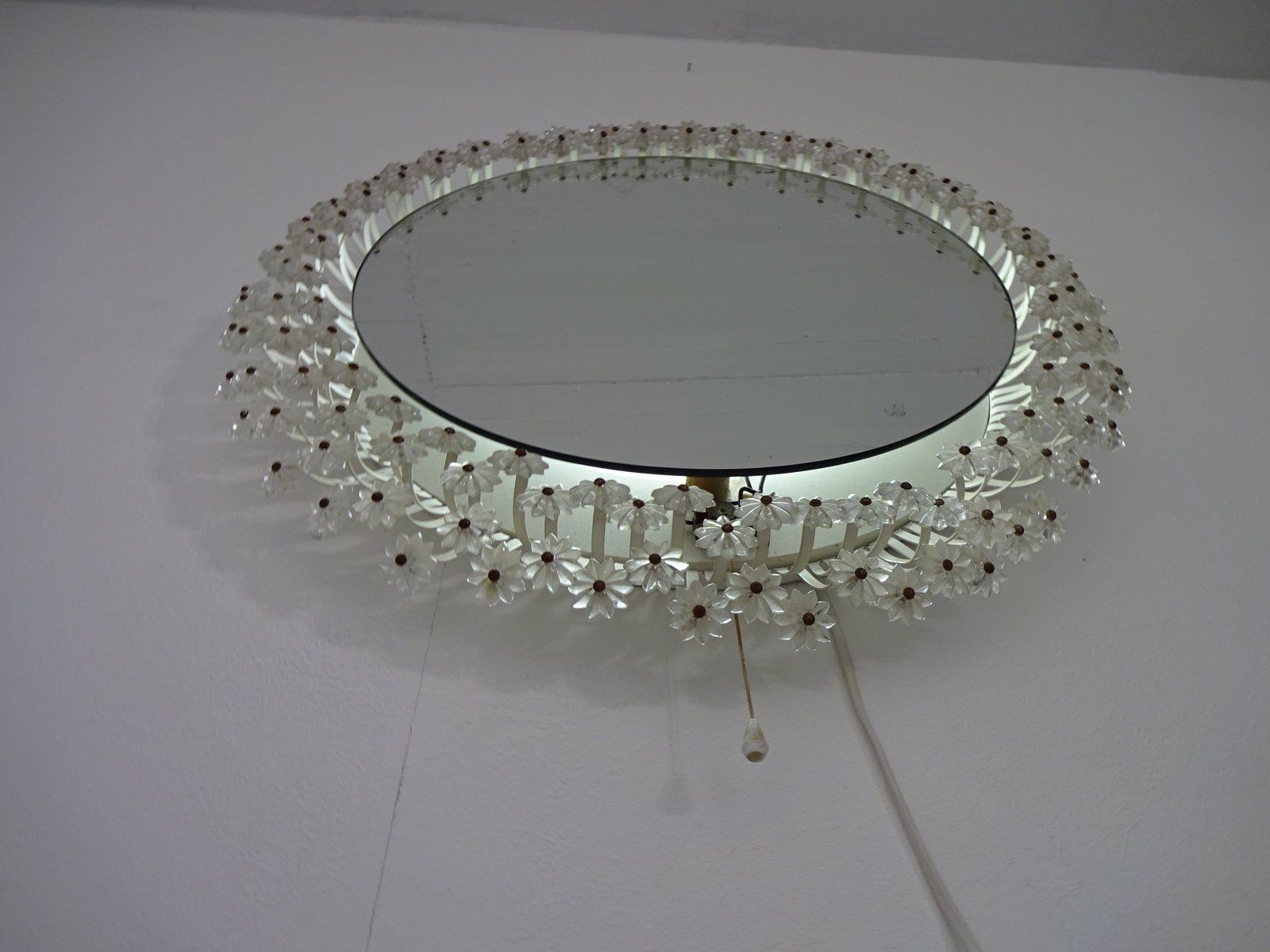 Austrian Illuminated Flower Mirror, 1960s photo buy