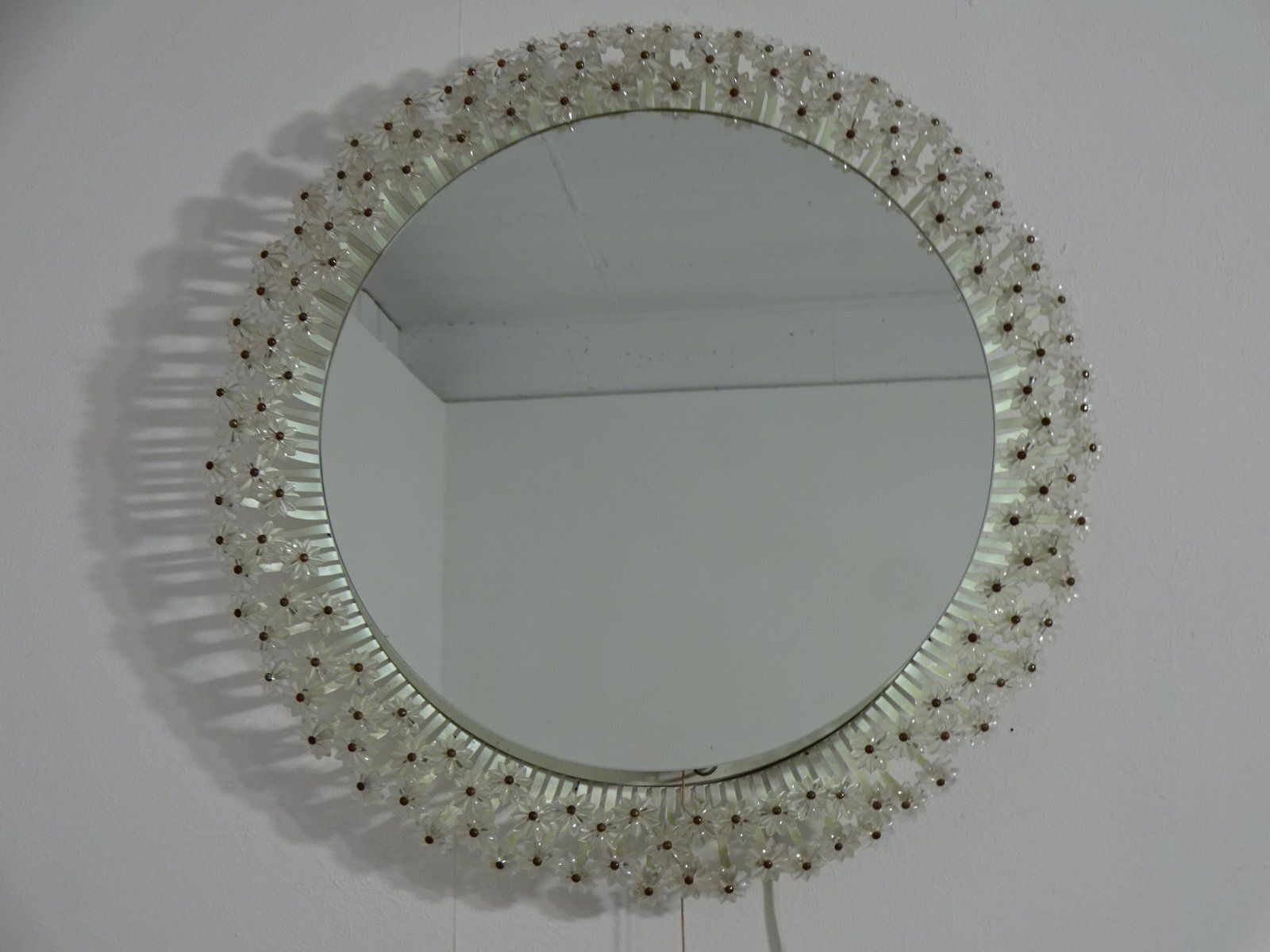 photo for sale Austrian Illuminated Flower Mirror, 1960s