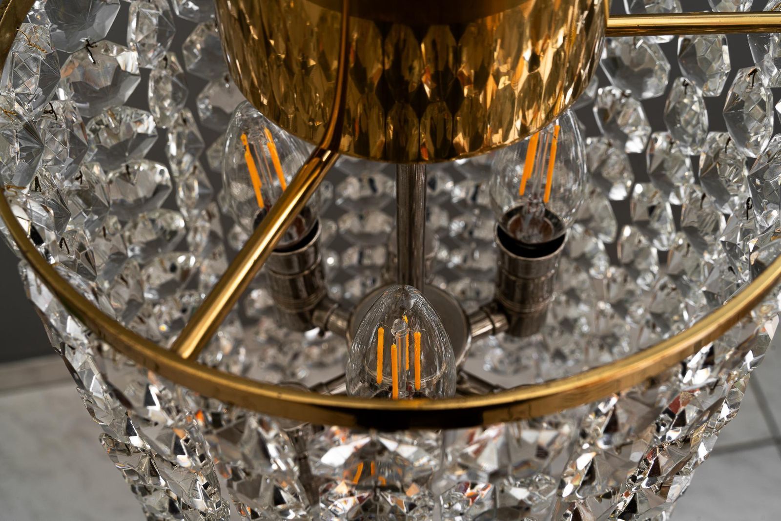 Bakalowits Crystal And Brass Chandelier Vienna Around 1950s photo buy